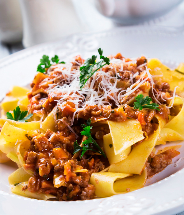 Pappardelle met ragu 